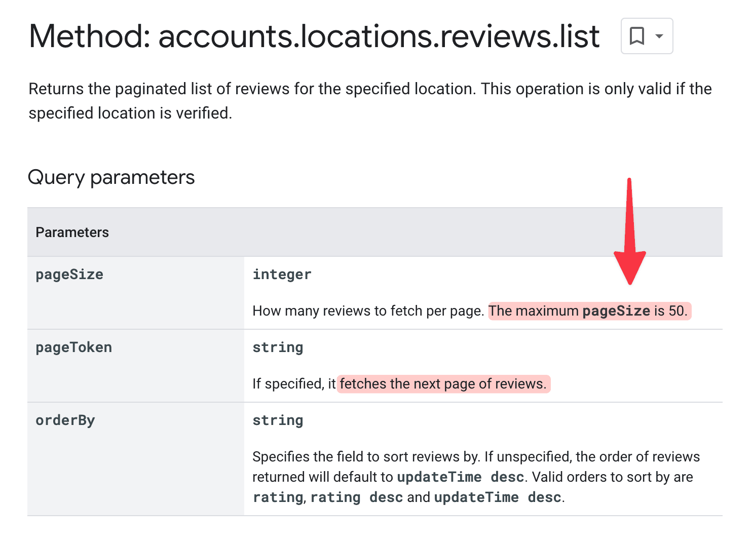 accounts.locations.reviews.list Endpoint