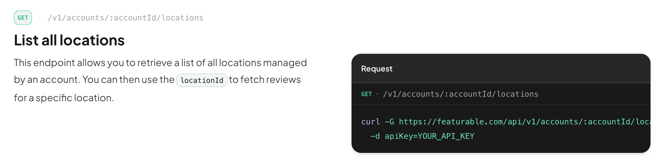 Featurable API List All Locations