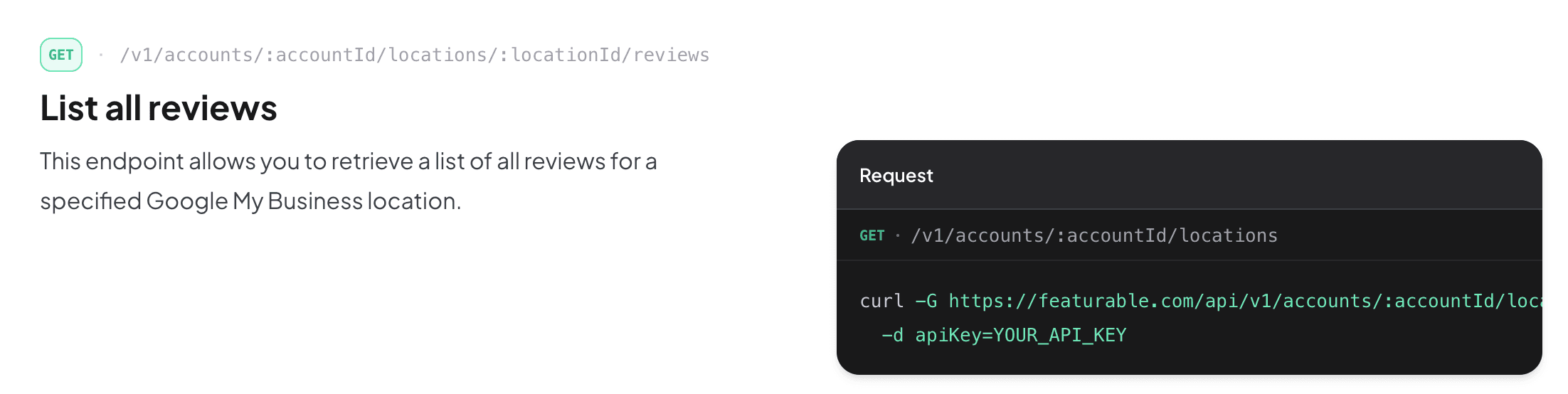 Featurable API List All Reviews