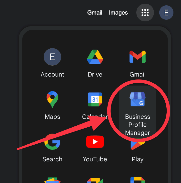 Google apps dropdown