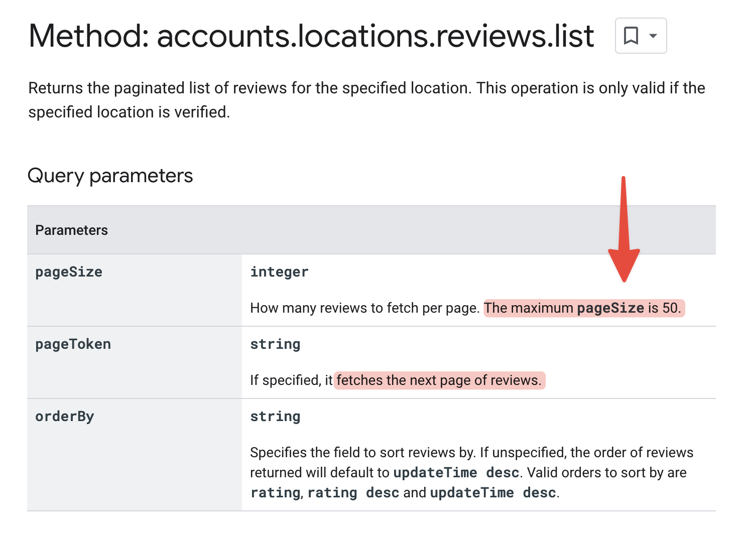 accounts.locations.reviews.list Endpoint