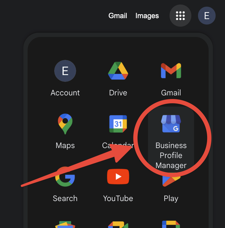 Google apps dropdown